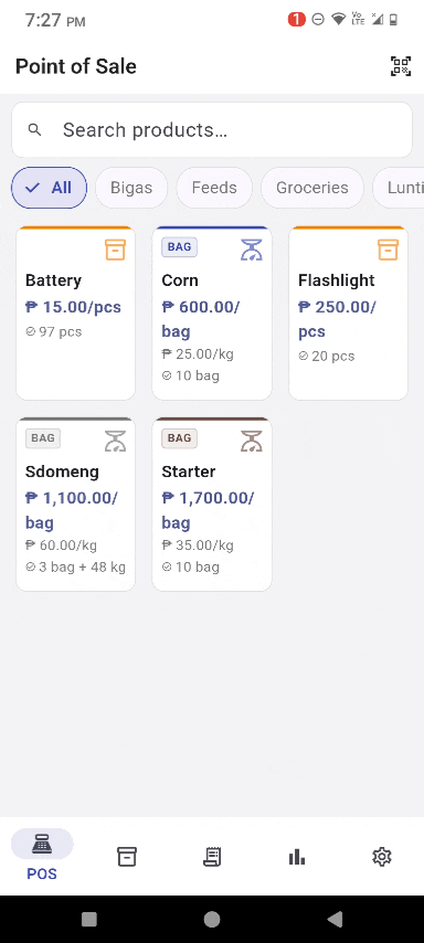 Posh on a phone—inventory and offline register at the counter